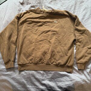Alo Yoga Accolade Crew Neck Sweatshirt Medium Espresso Brown Pullover